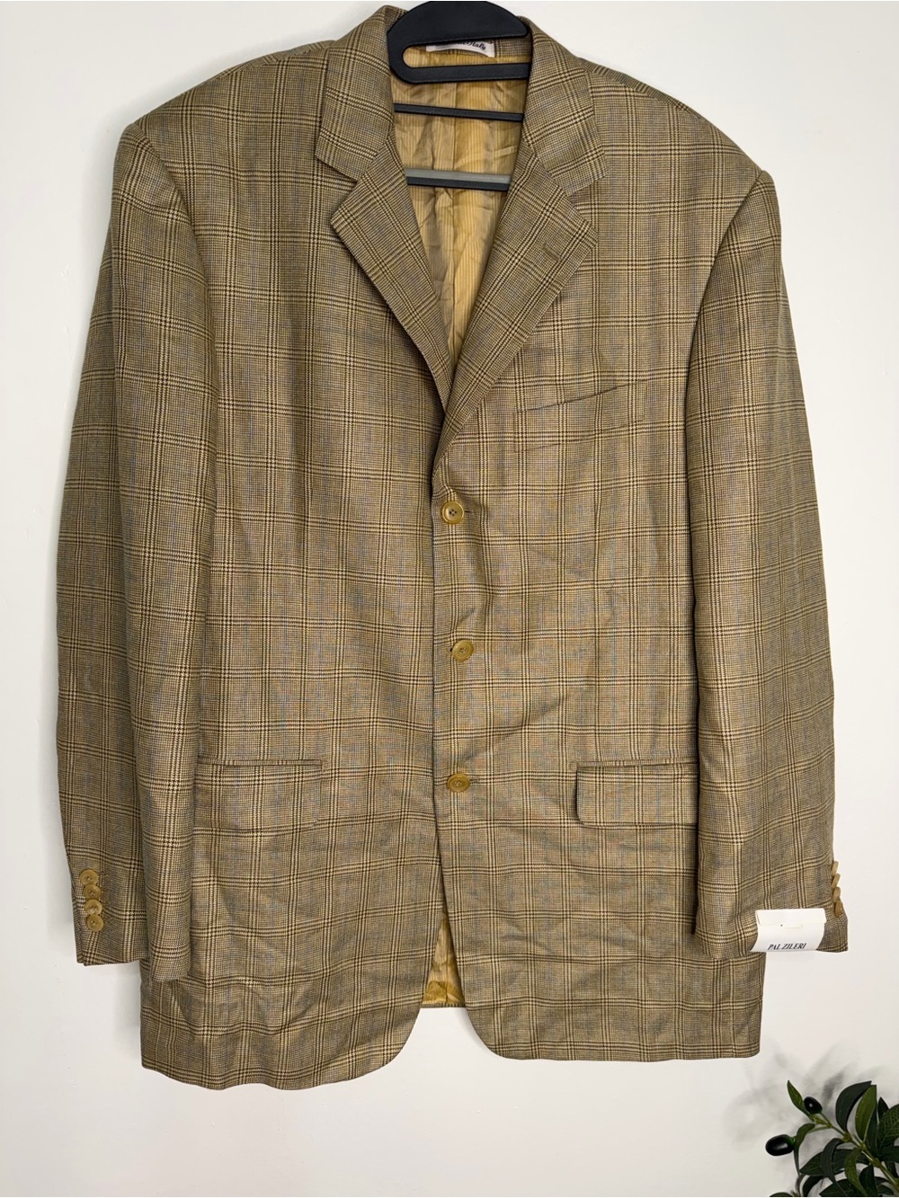 NWT PAL ZILERI Classic Men's Plaid Blazer in Brown